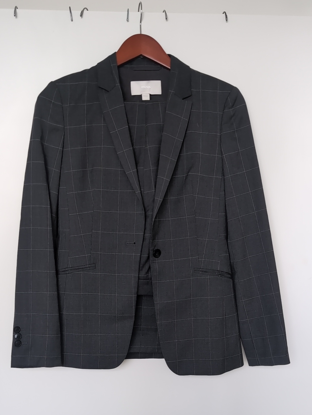 Boss Charcoal Windowpane Single-Breasted Suit